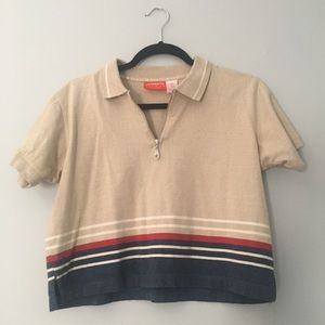 Vintage 90s cropped quarter zip short sleeve shirt